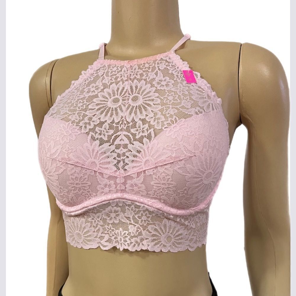 Victoria’s Secret Pink push up padded lace bralette Pink Small